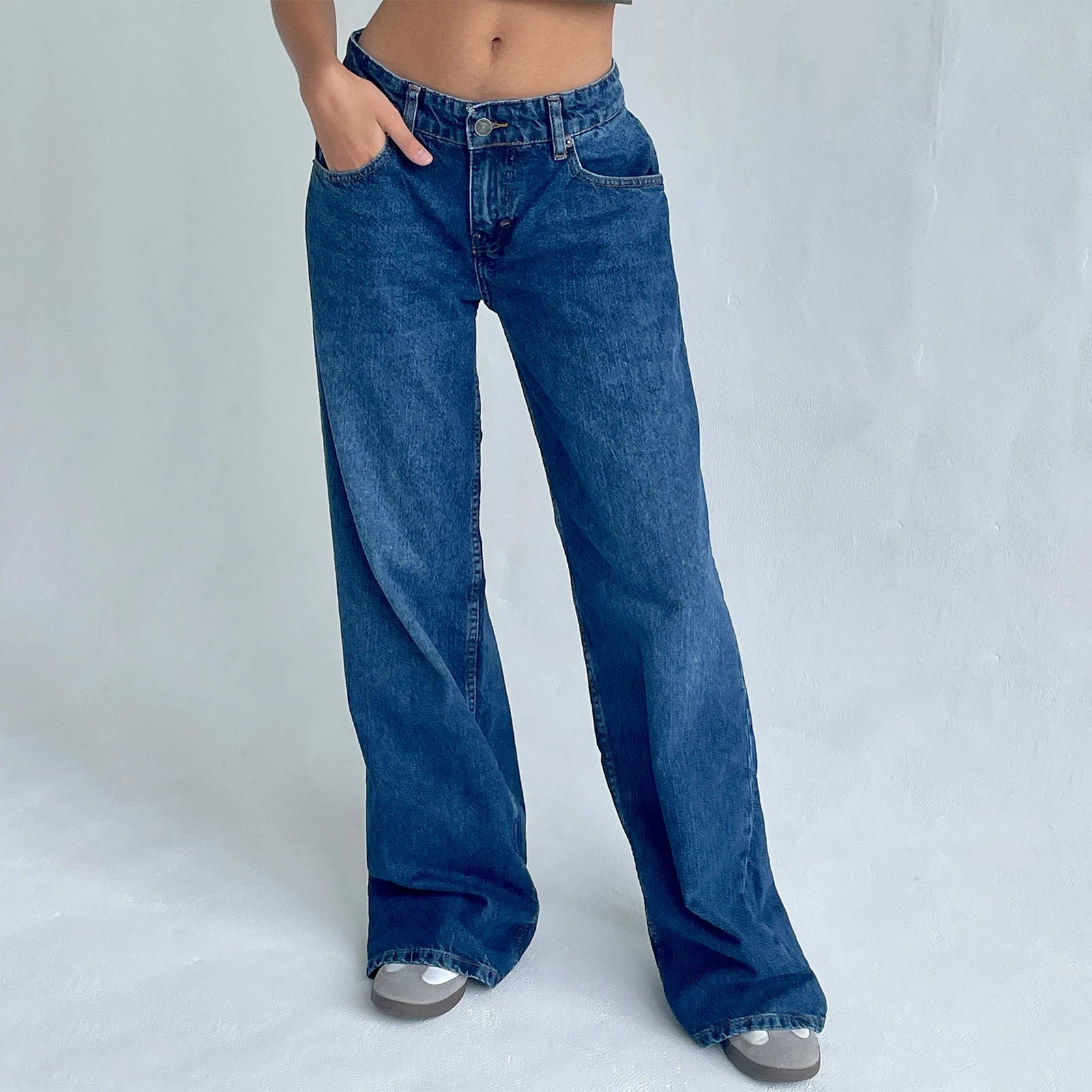 Baggy Denim Jeans for Women – Low Rise, Casual Straight Leg with Pockets