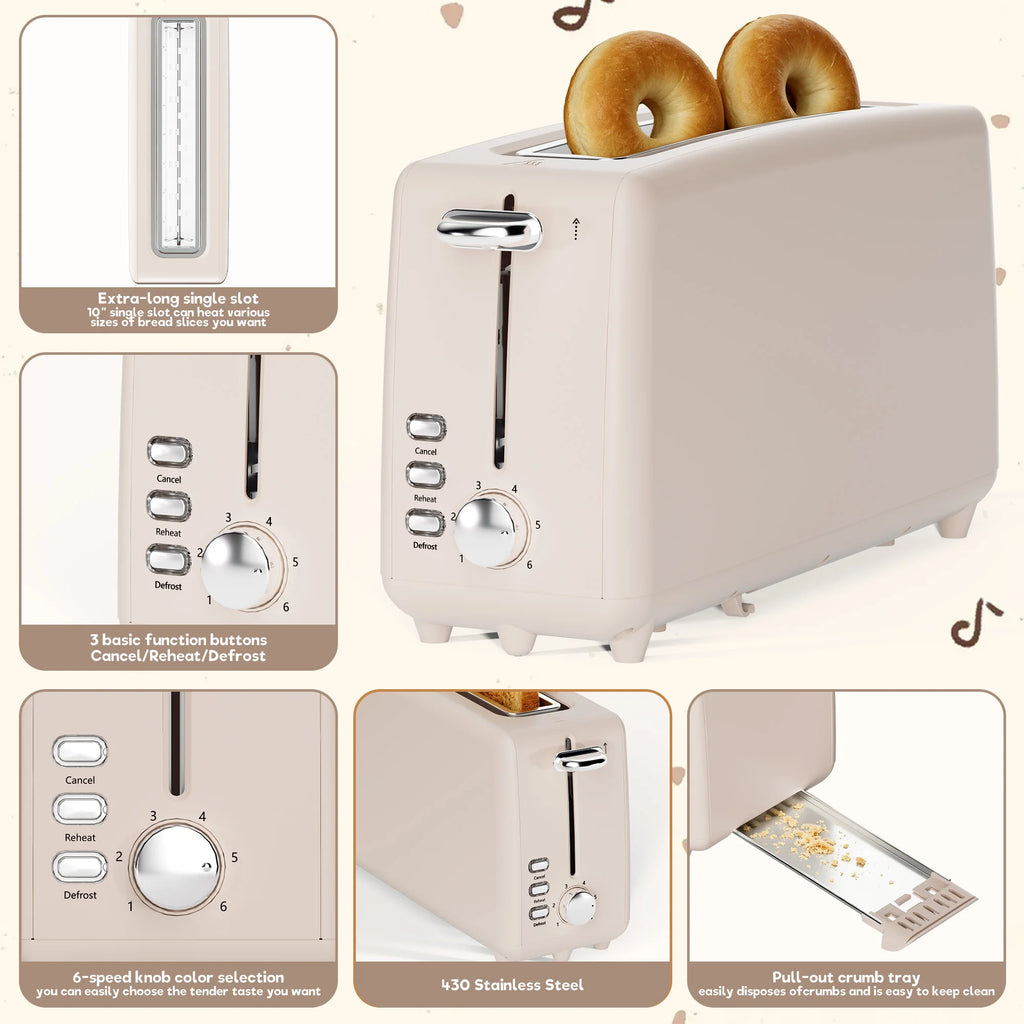 2-Slice Stainless Steel Long Slot Toaster
