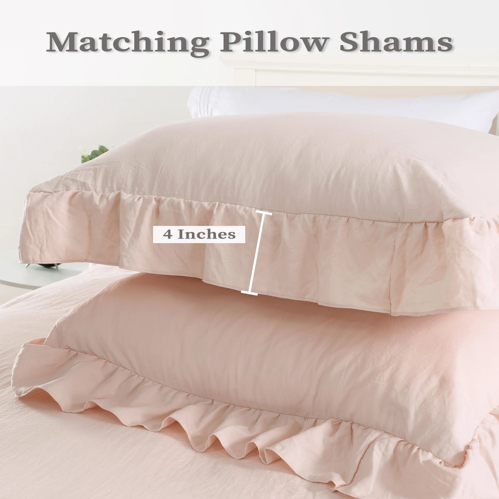 Lotus Leaf Edge Bedding Duvet Cover Set, Soft Washed Polyester, 1 Duvet Cover + 2 Pillowcases