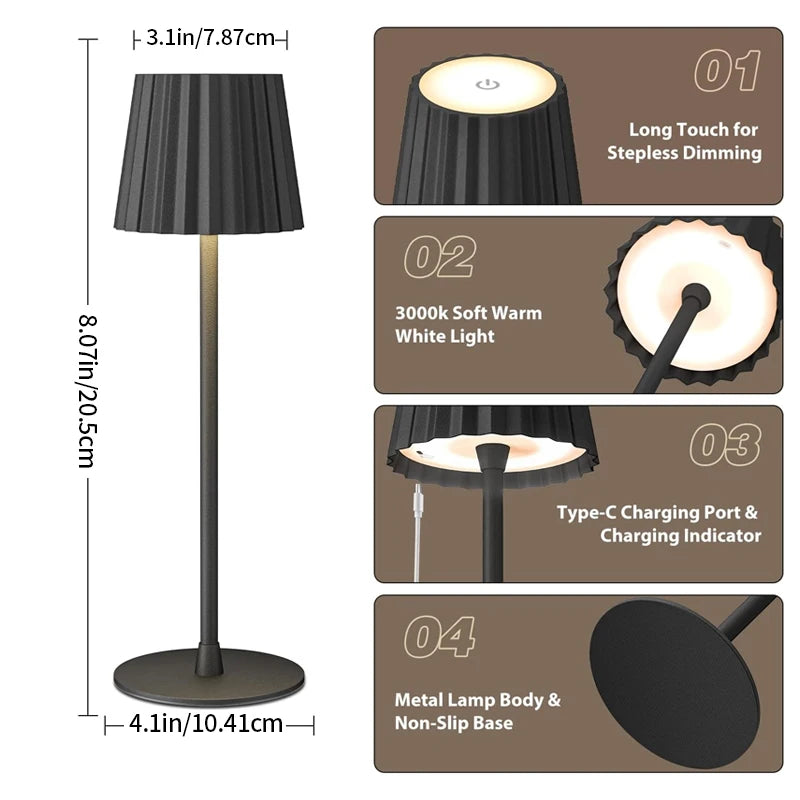 3-Color Rechargeable LED Table Lamp