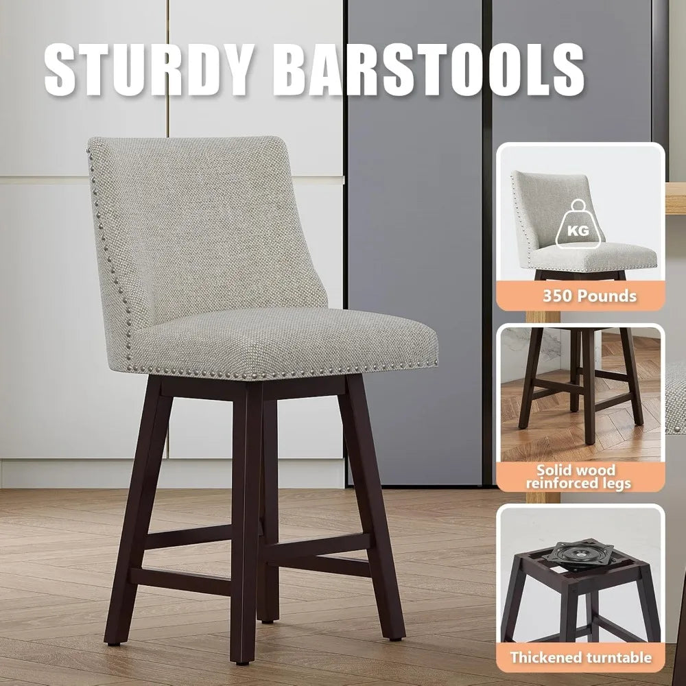 Set of 4 – 26" Modern Swivel Bar Stools with Upholstered Backs