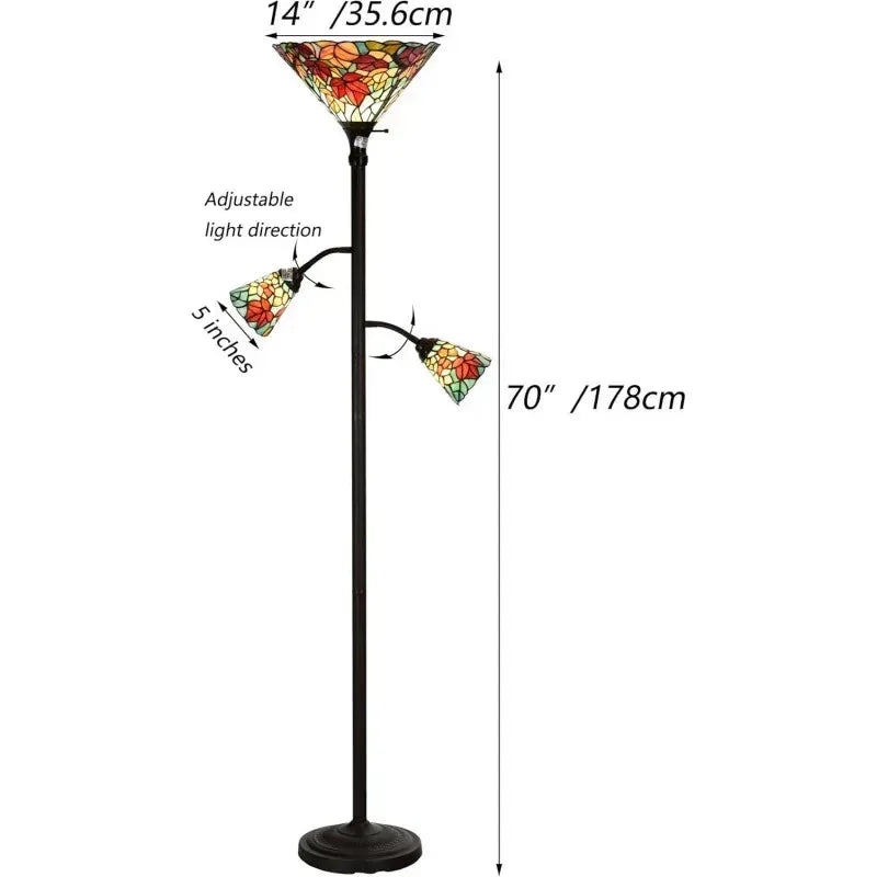 Maple Tree Leaves Tiffany Style Stained Glass Floor Lamp