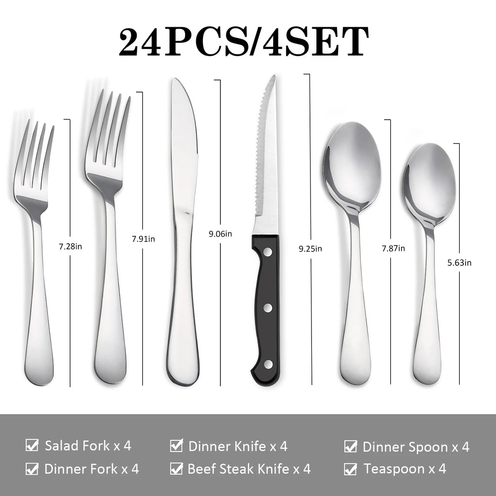 24-Piece Stainless Steel Flatware Set – Service for 4
