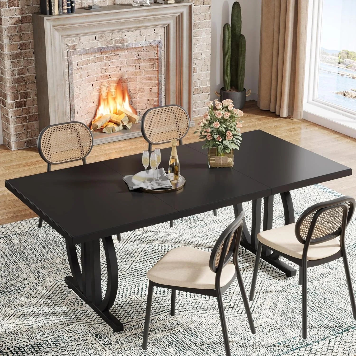 Modern Dining Table for 4-6 People – 63" Large Rectangular Kitchen & Dining Table