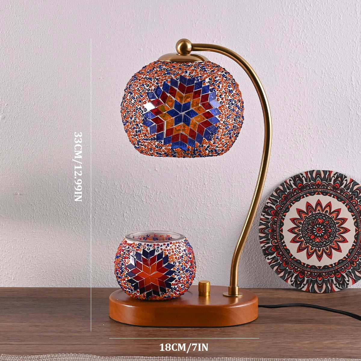 Bohemian Style Hand-Colored Glass Bedside Lamp - 3 Colors