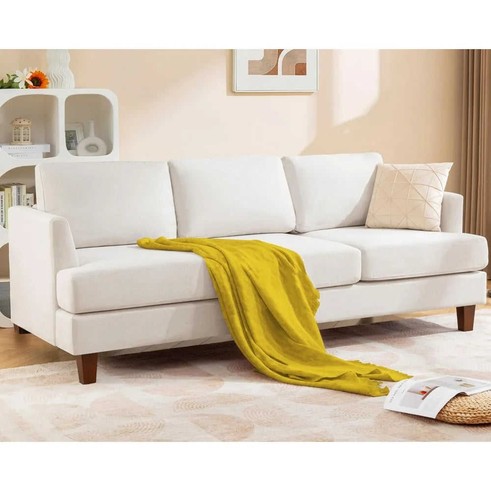 89" 3-Seated Comfy Couch with Deep Seats, Mid-Century Modern Upholstered