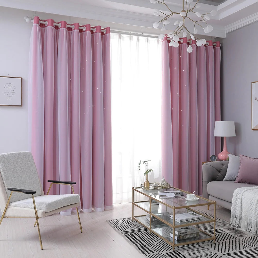 Hollow Out Star Curtain – Functional Room Darkening Drape (1 Panel, 40"x84")