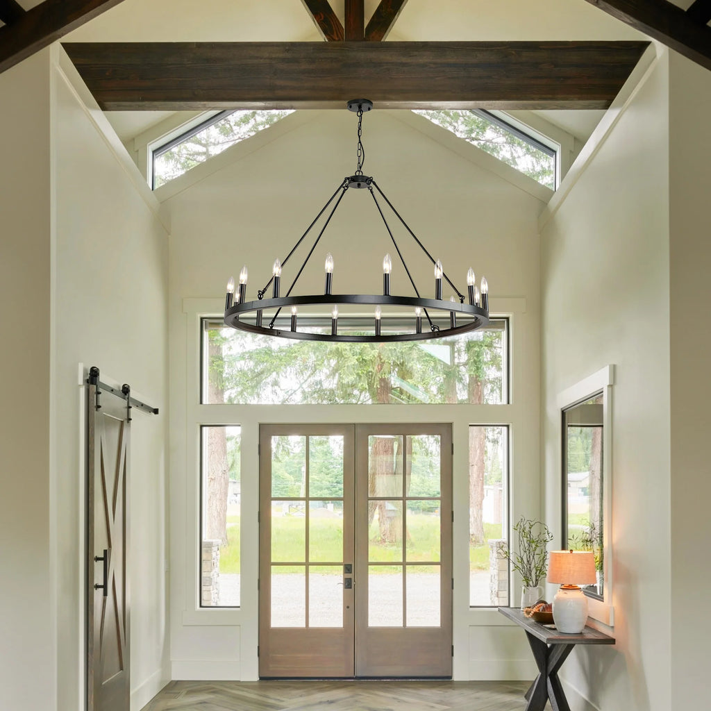 16-Light Wagon Wheel Chandelier