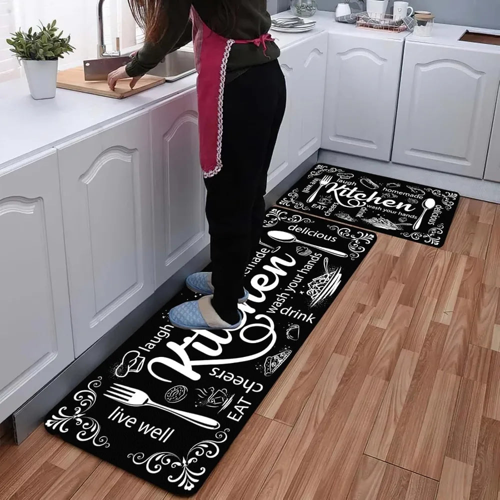 Farmhouse Kitchen Floor Mats – Non-Slip Washable 3-Piece Set