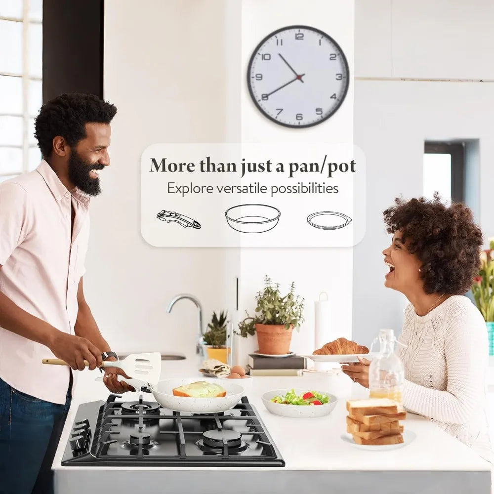 17-Piece Ceramic Nonstick Cookware Set with Removable Handles, Induction Compatible