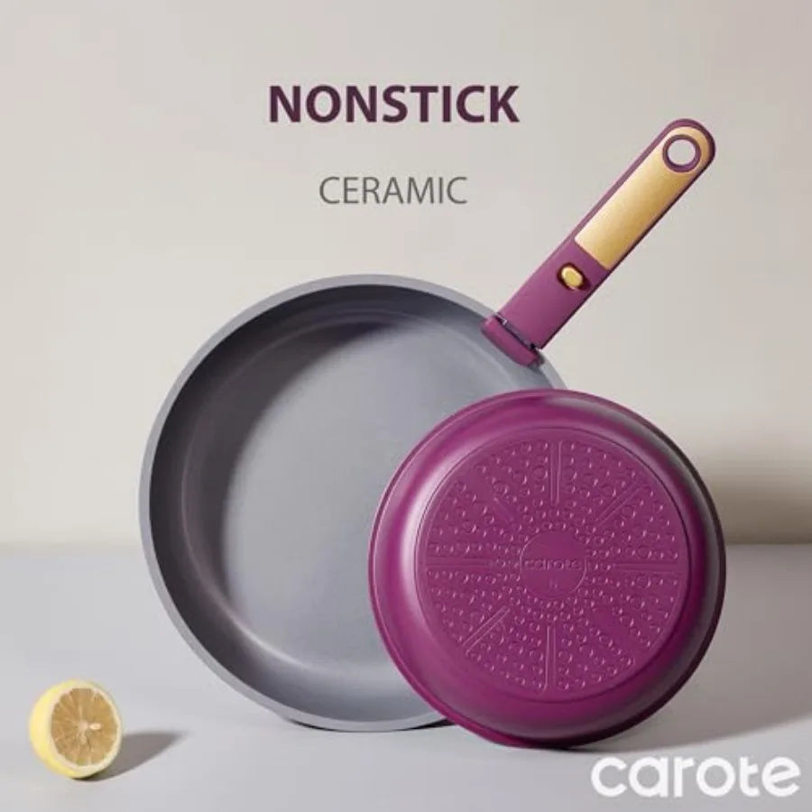 Ceramic Pots and Pans Set with Detachable Handle
