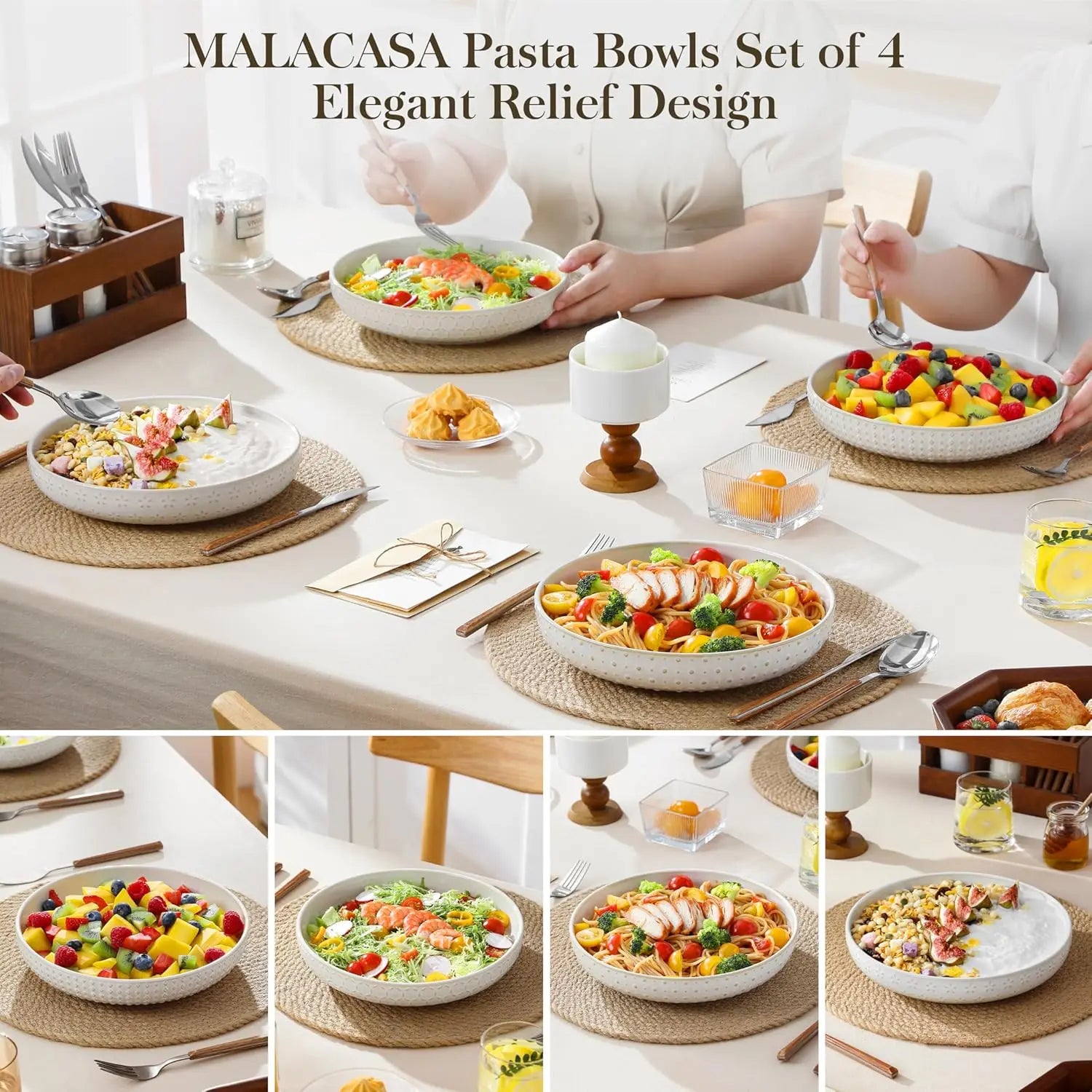 Pasta Bowls 48 Oz – Modern Ceramic Serving Bowls