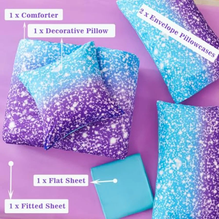 Girls 3D Colorful Galaxy Starry Bedding Set