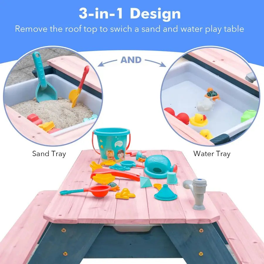 3-in-1 Sand and Water Table Picnic Set