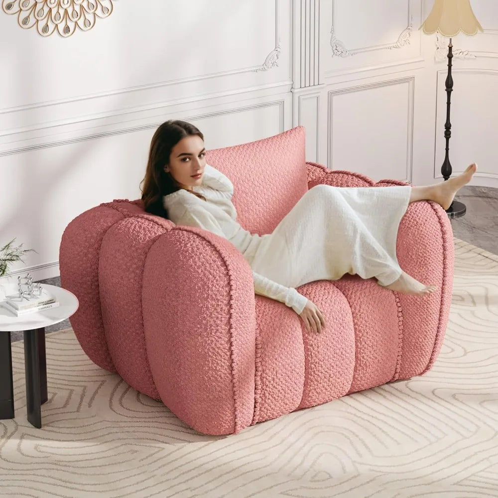 Pumpkin-Shaped Oversized Comfy Lounge Chair - Upholstered