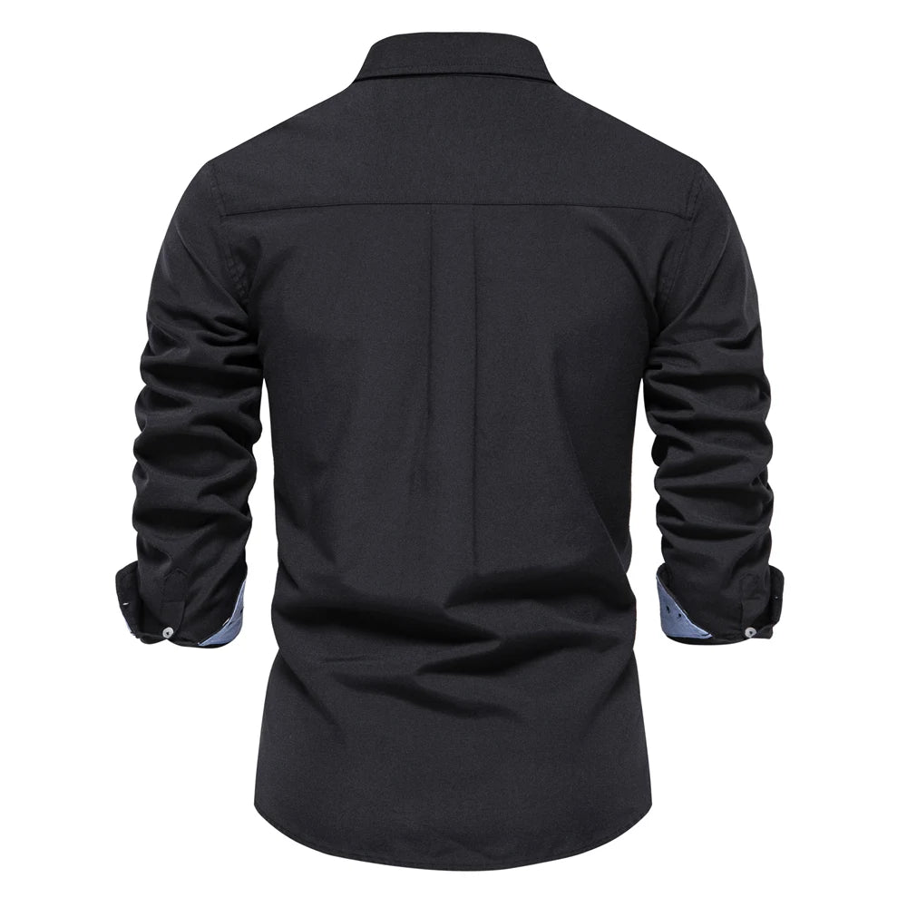 Men's Autumn Cotton Oxford Long Sleeve Shirt – Button Down, Versatile