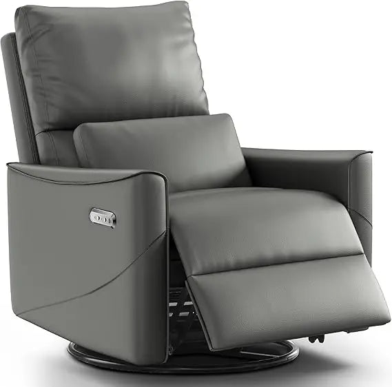 Power Swivel Rocker Recliner Chair with Lumbar Support & USB