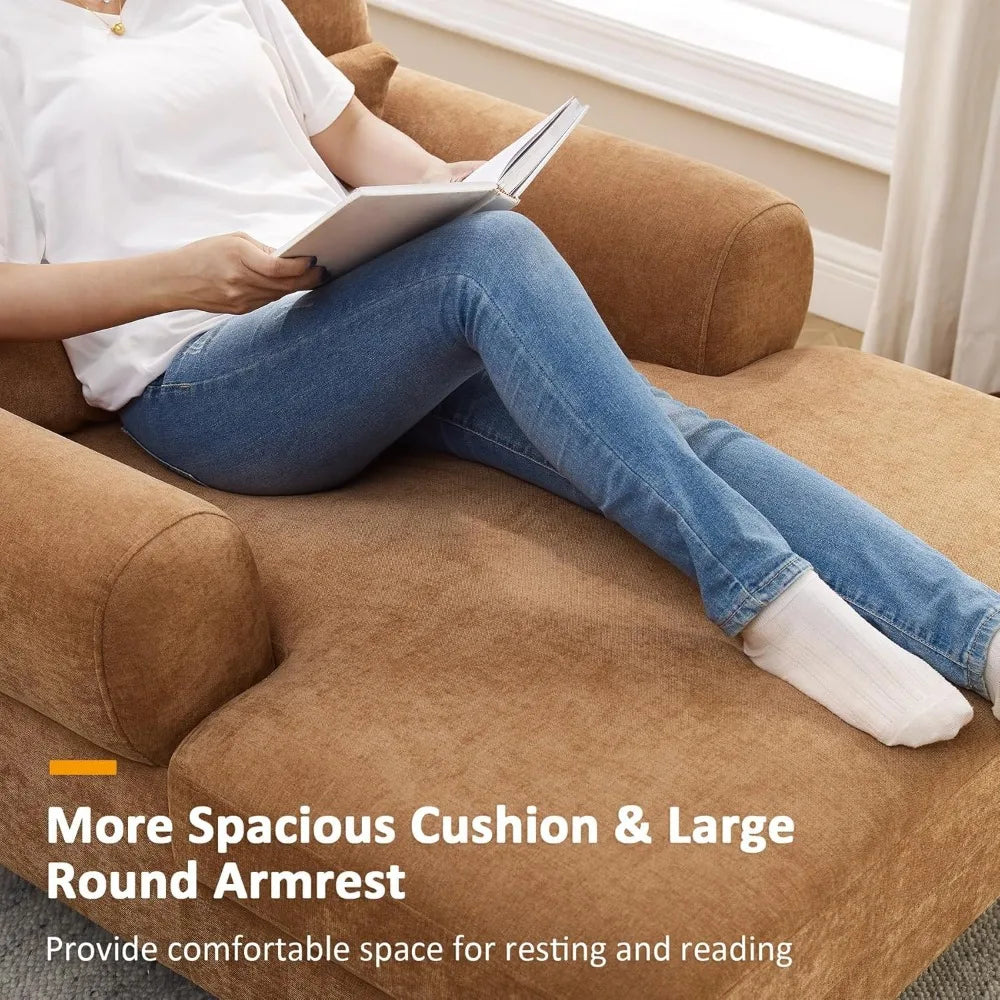 Modern Chaise Lounge Chair with Adjustable Backrest, Upholstered