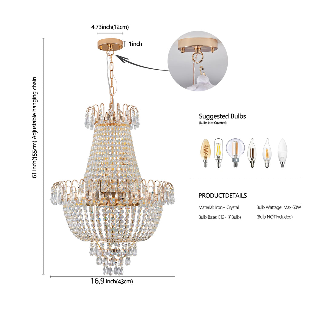 Luxury Gold Crystal Chandelier with Elegant Dazzling K9 Crystals