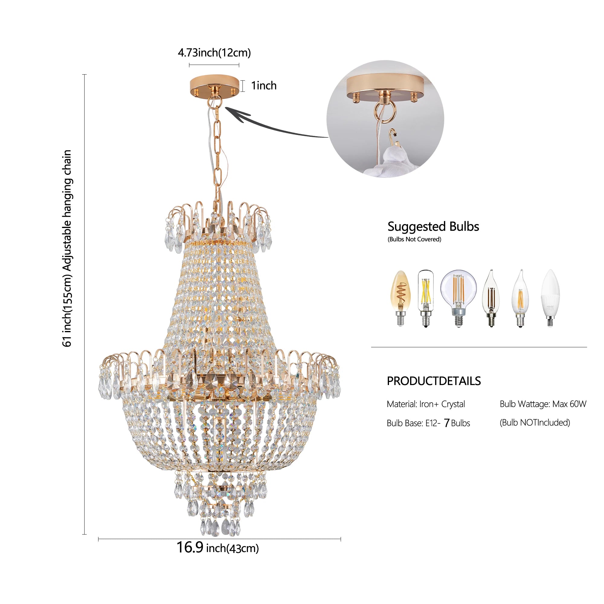 Luxury Gold Crystal Chandelier with Elegant Dazzling K9 Crystals