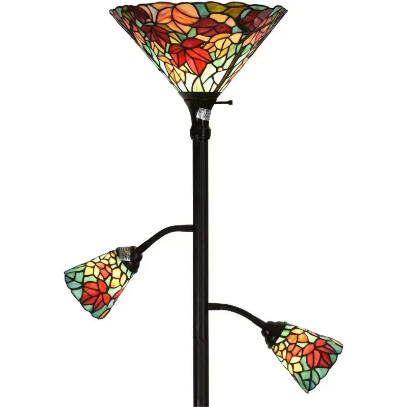 Maple Tree Leaves Tiffany Style Stained Glass Floor Lamp