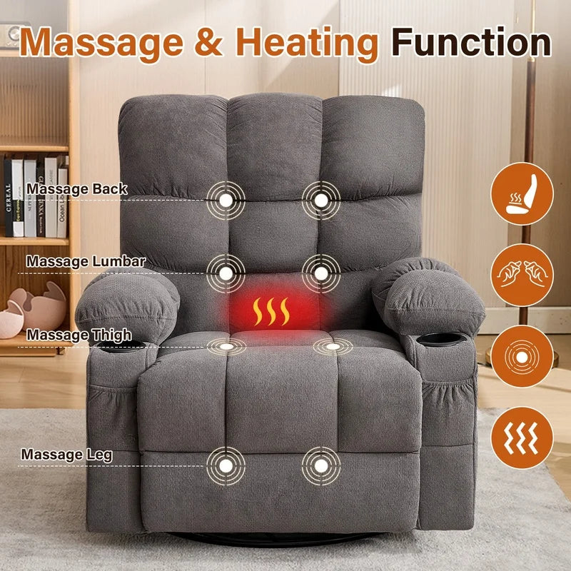 Oversized Recliner Chair with Vibration Massage & Lumbar Heating