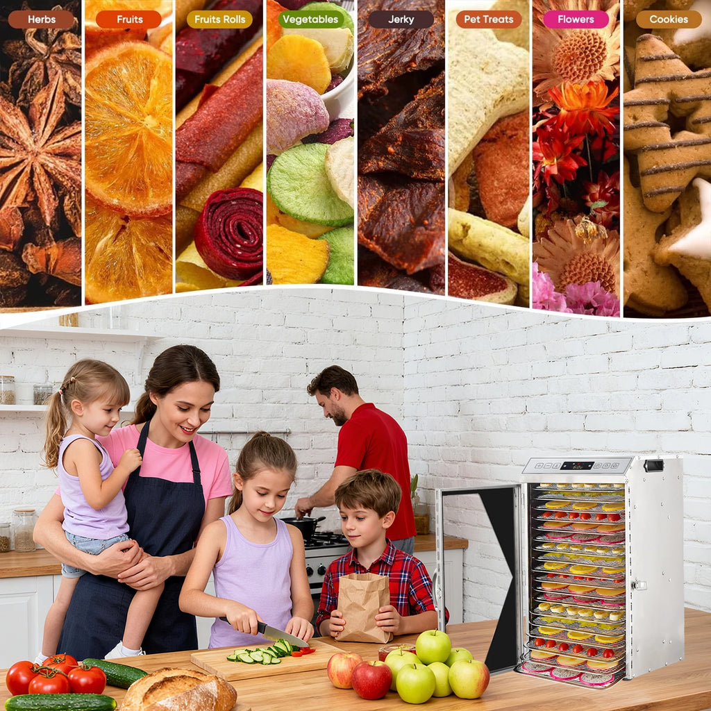 800W 18-Tray Stainless Steel Food Dehydrator