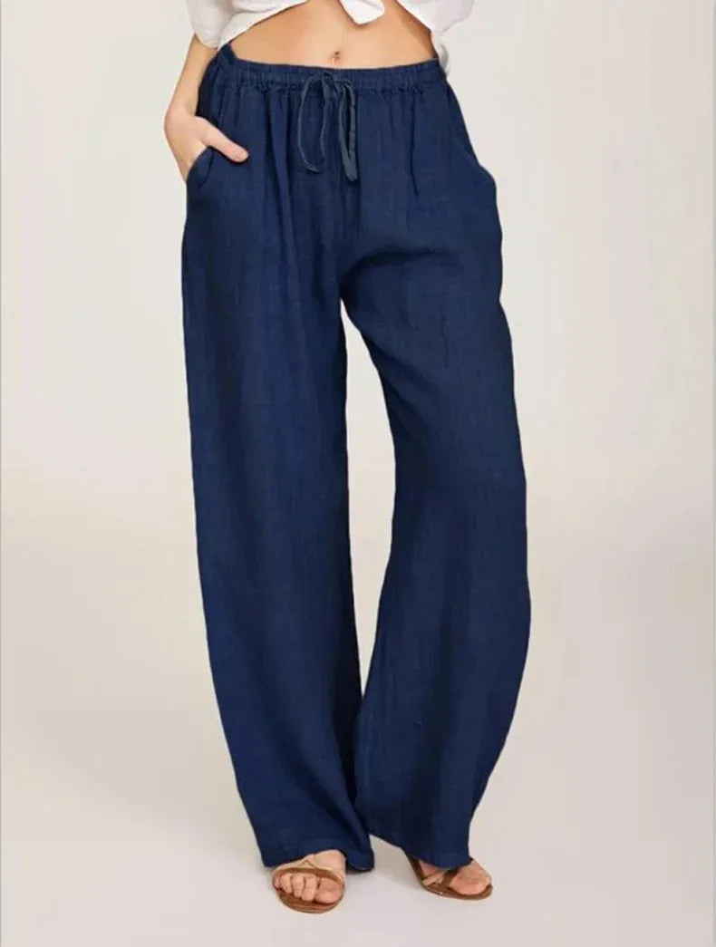 Women’s Cotton Linen Wide Straight Leg Pants