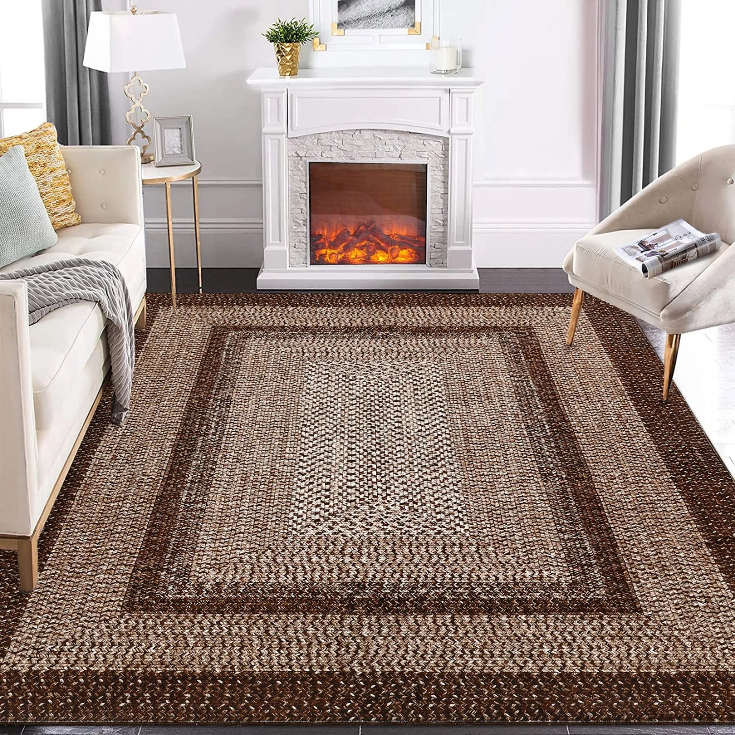 Washable Large Area Rugs - Modern Braided Print
