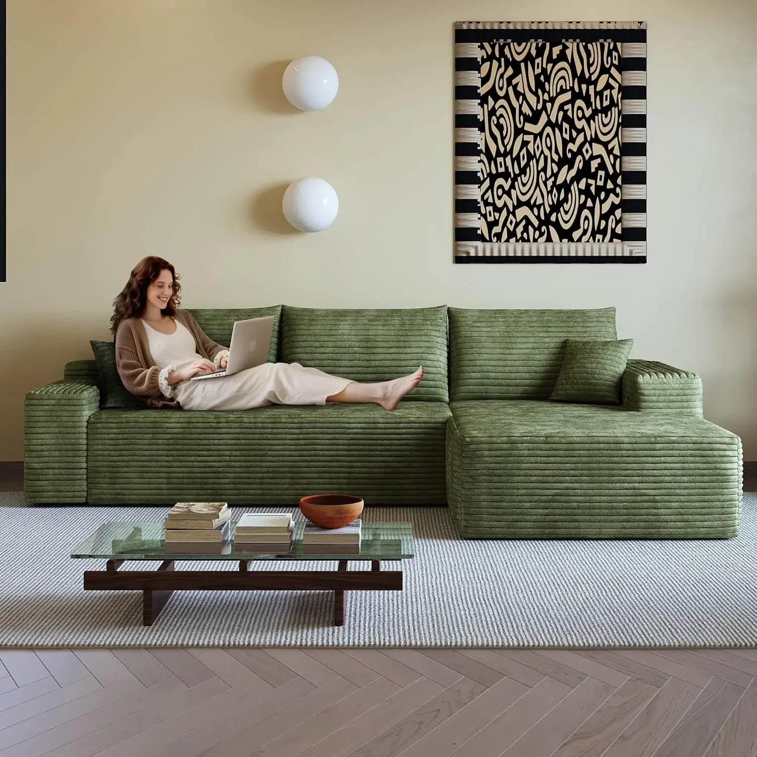108" Modern Modular Sectional Sofa – L-Shape Upholstered Couch