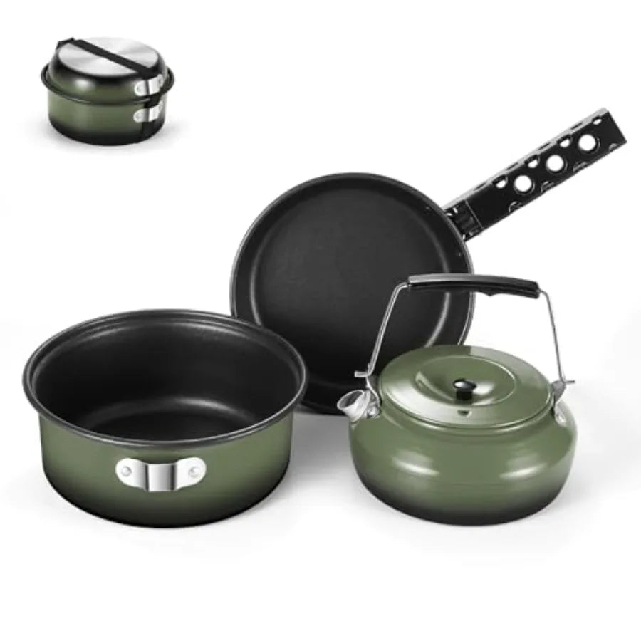 5PCS Non-Stick Camping Pot and Pan Set