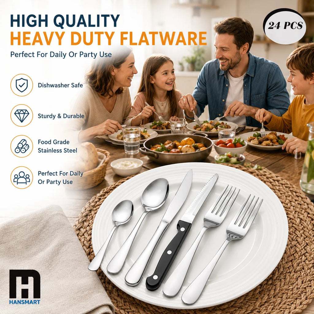 24-Piece Stainless Steel Flatware Set – Service for 4