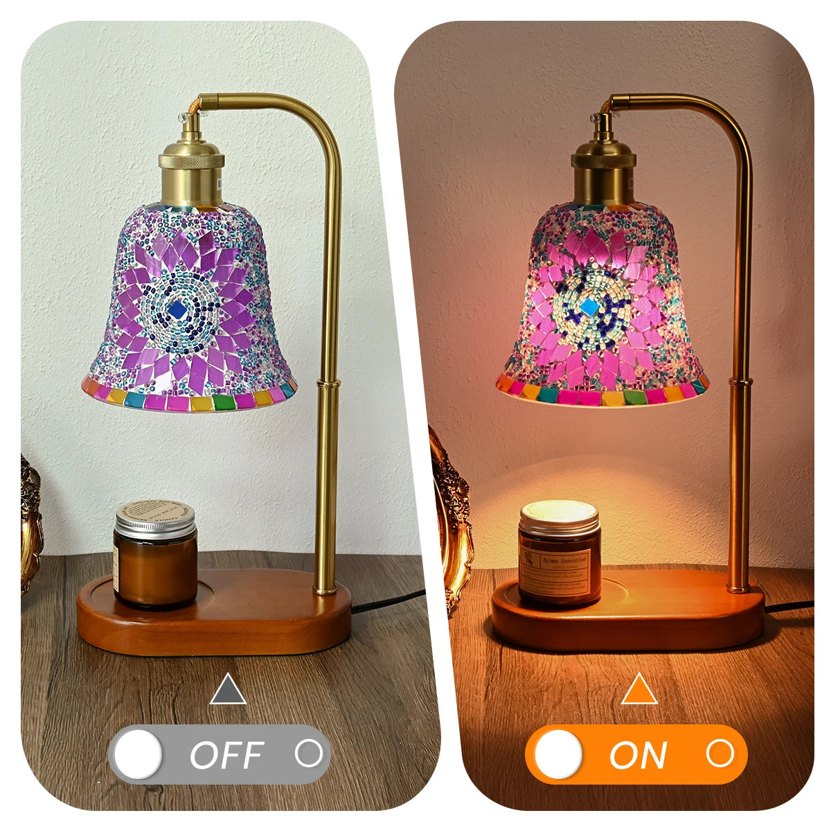 Bohemian Style Hand-Colored Glass Bedside Lamp – 3 Colors