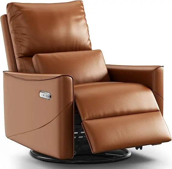 Power Swivel Rocker Recliner Chair with Lumbar Support & USB