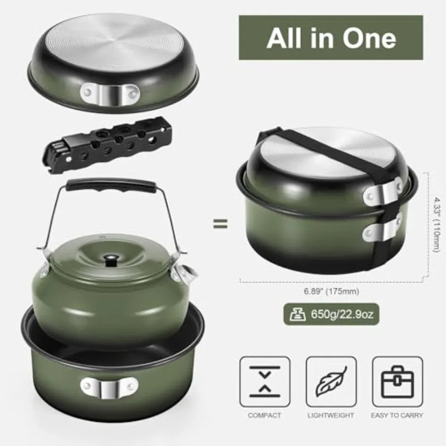 5PCS Non-Stick Camping Pot and Pan Set