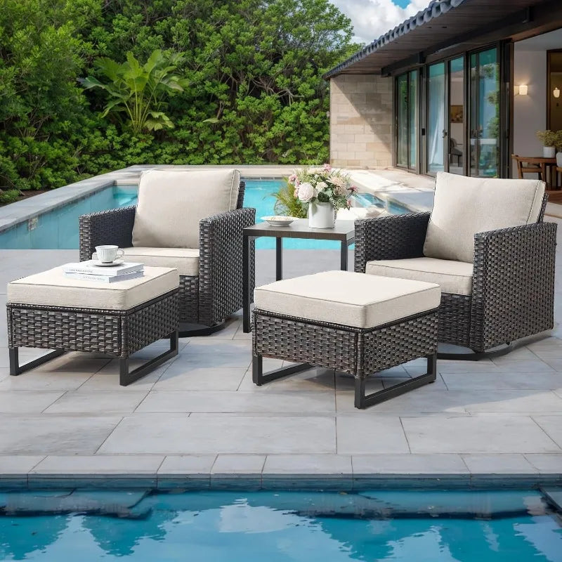 Patio Swivel Rocker Chairs Set of 2  with Cushions