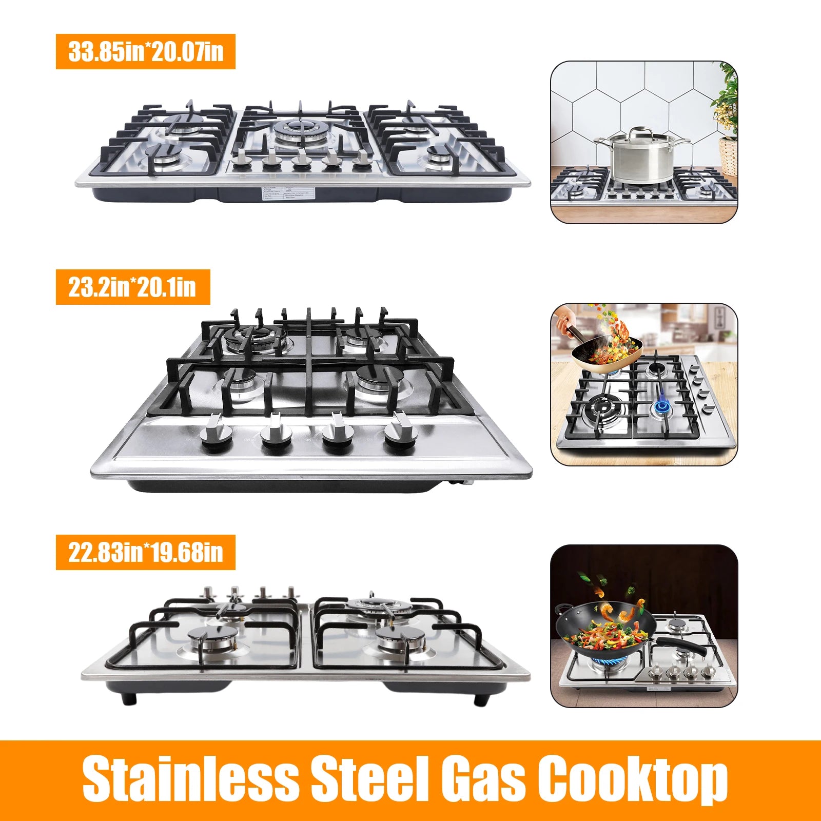 Dining Table with Built-In Gas Cooktop – 4/5 Burners