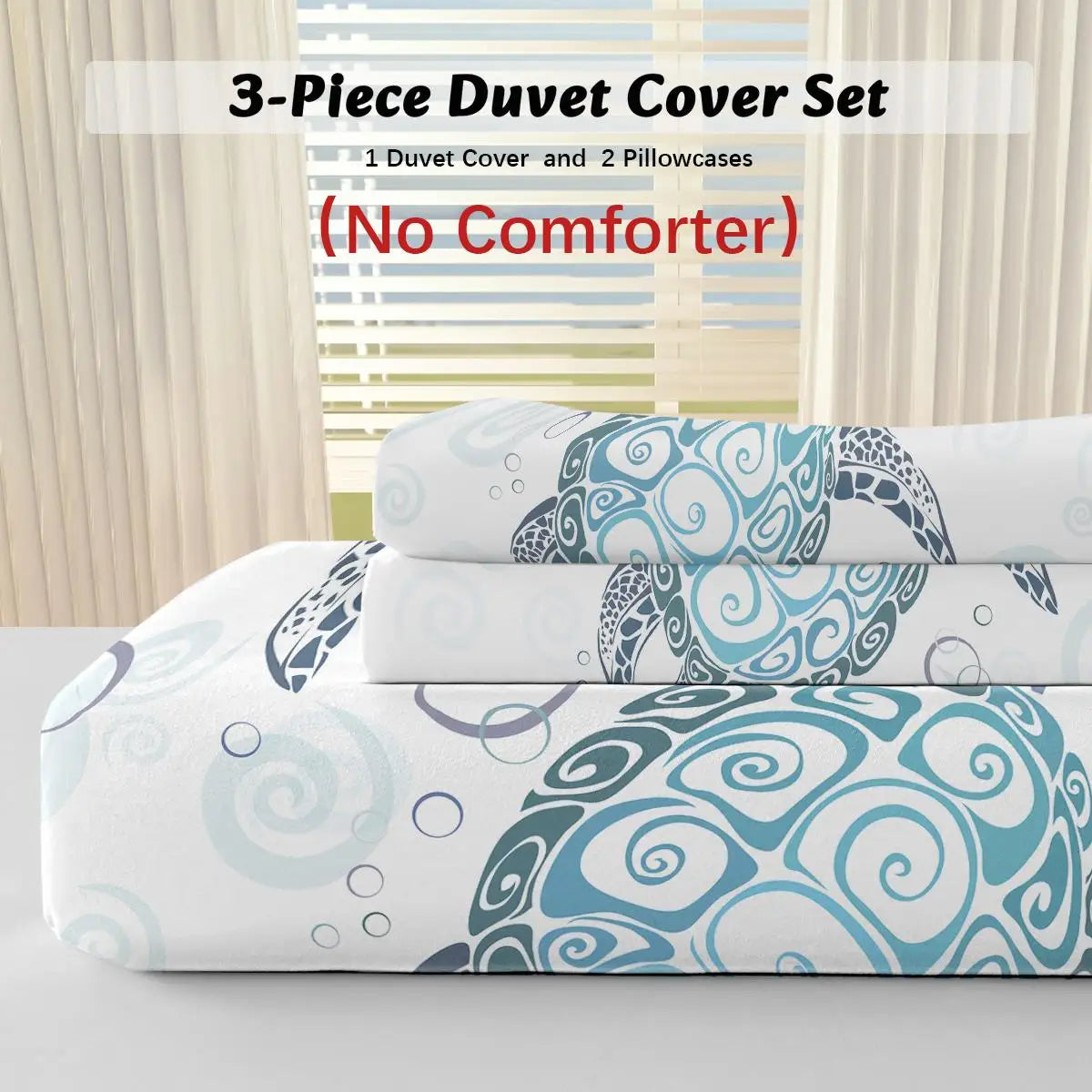 Aqua Teal Sea Comforter Set - 3 Piece Full Size Duvet Cover