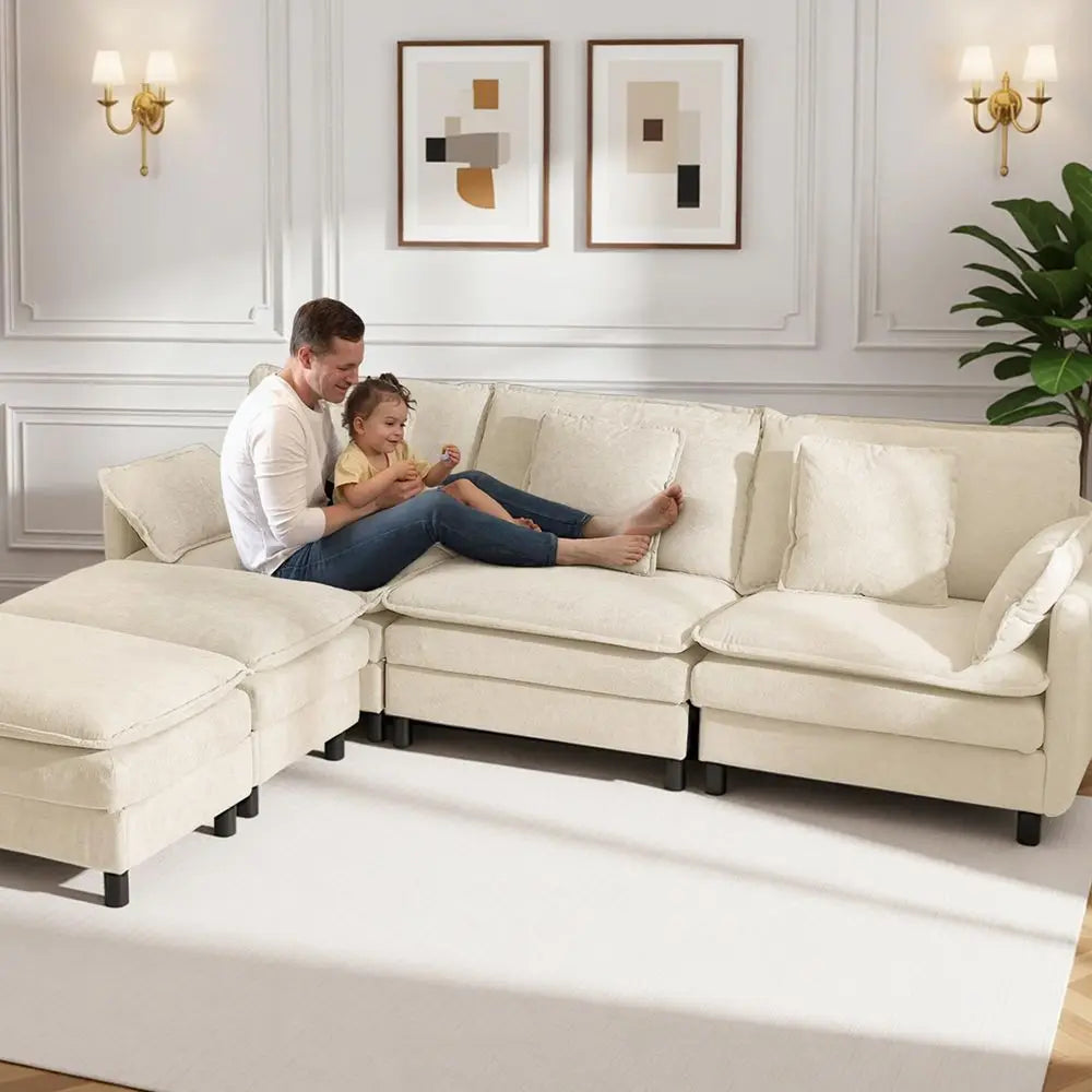 Modular Sectional Sofa with Ottoman –  U-Shaped
