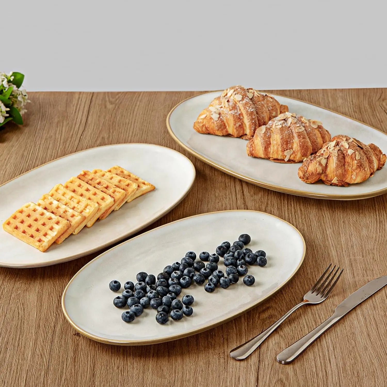 Ocean Round Plates and Bowls 15-Piece Dinnerware Set – Cappuccino White