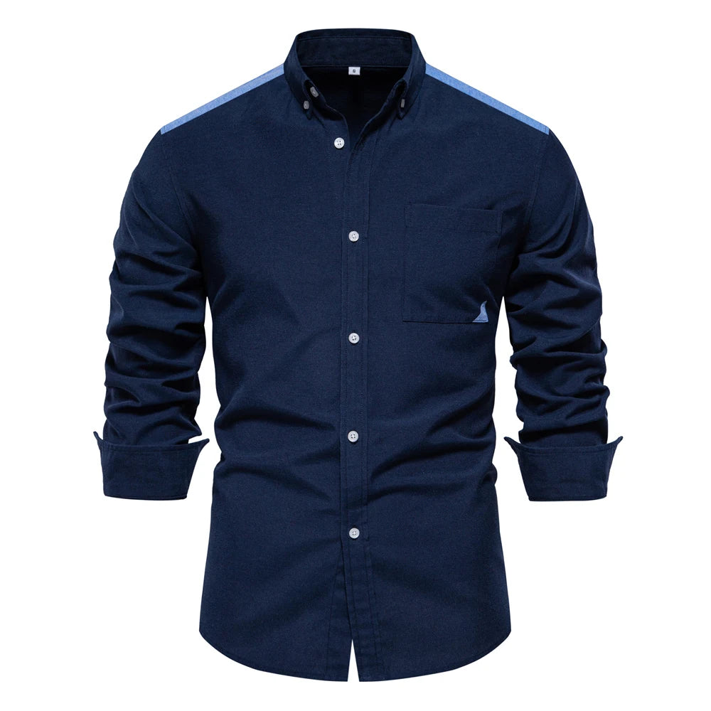 Men's Autumn Cotton Oxford Long Sleeve Shirt – Button Down, Versatile
