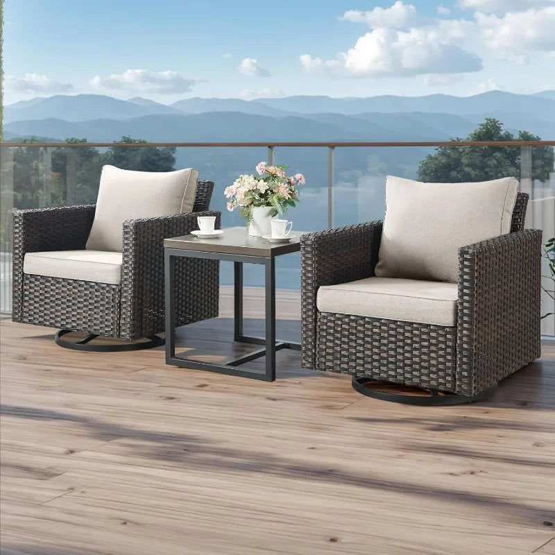 Patio Swivel Rocker Chairs Set of 2  with Cushions