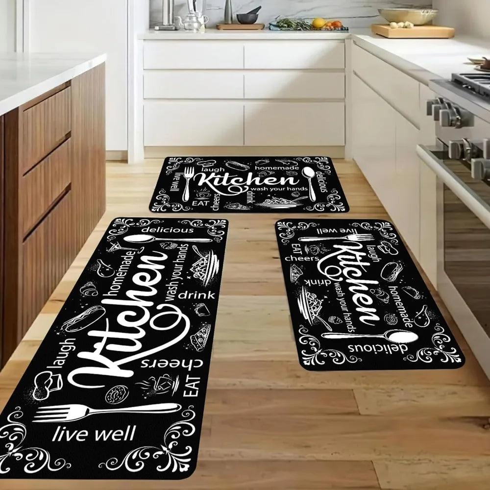 Farmhouse Kitchen Floor Mats – Non-Slip Washable 3-Piece Set