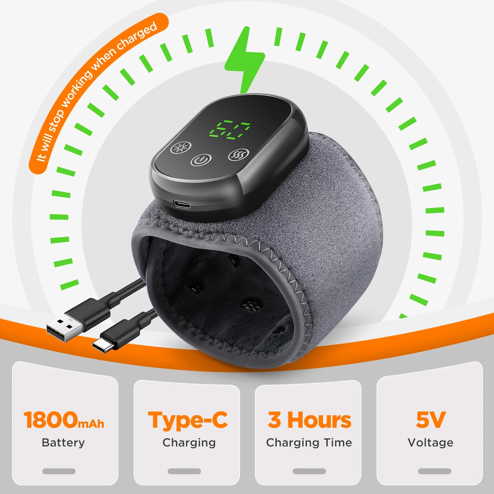 Cordless Wrist Hand Heated Massager for Pain Relief