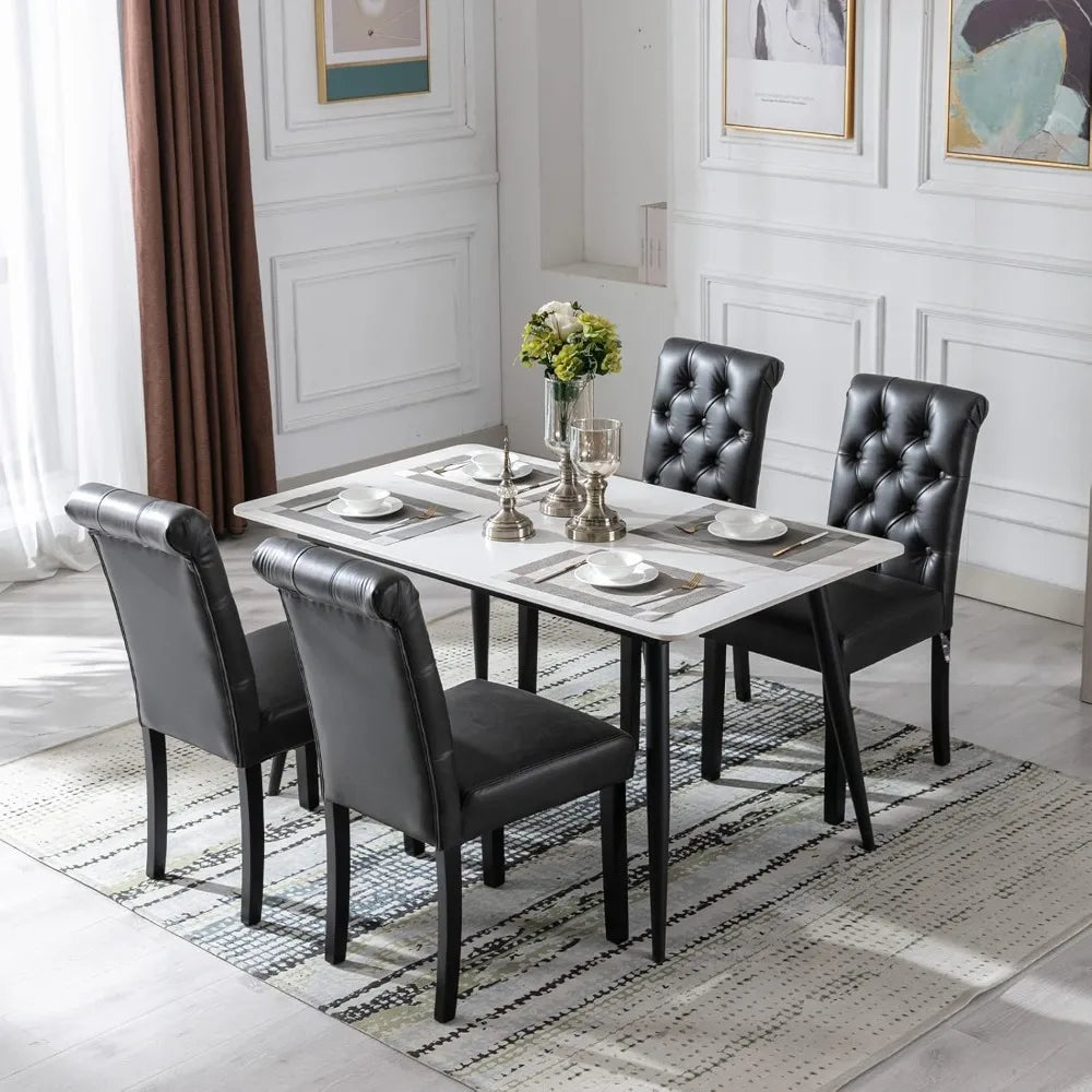 Set of 4 PU Leather Upholstered Dining Chairs