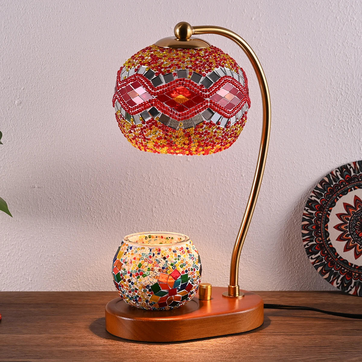 Bohemian Style Hand-Colored Glass Bedside Lamp - 3 Colors