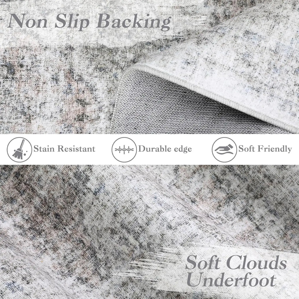 Washable Area Rug – Stain-Resistant Indoor Carpet with Non-Slip Backing