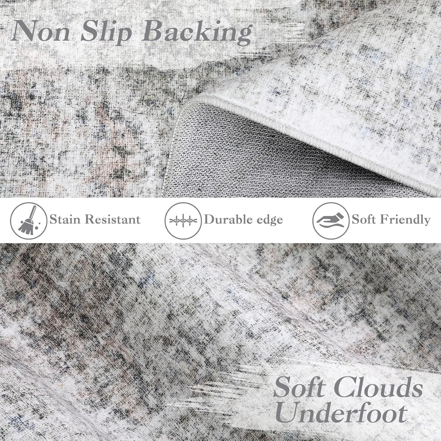 Washable Area Rug – Stain-Resistant Indoor Carpet with Non-Slip Backing