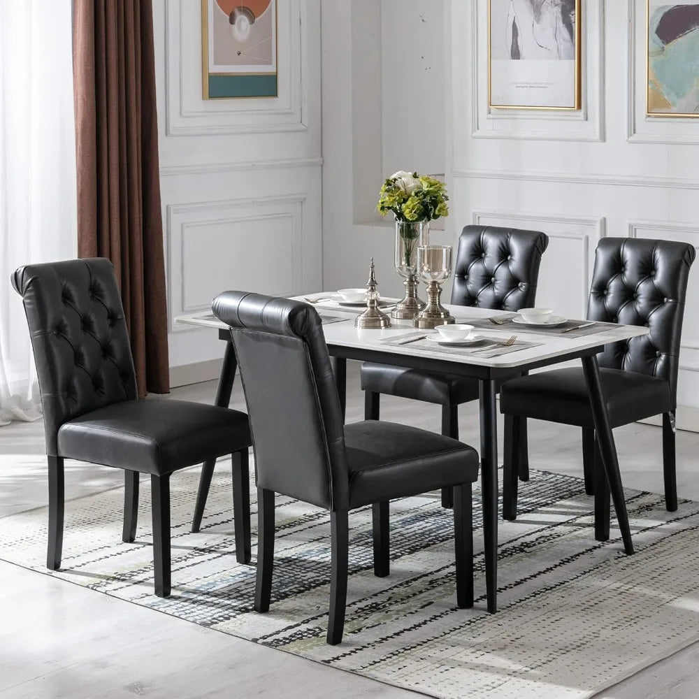 Set of 4 PU Leather Upholstered Dining Chairs