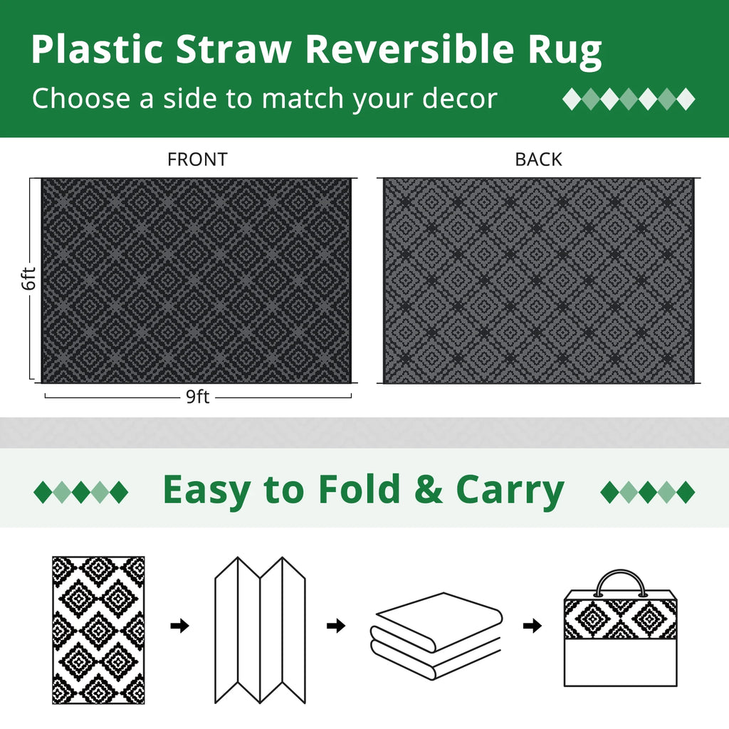 Outdoor Camping Rug 6x9FT – Waterproof, Reversible, and Built to Last